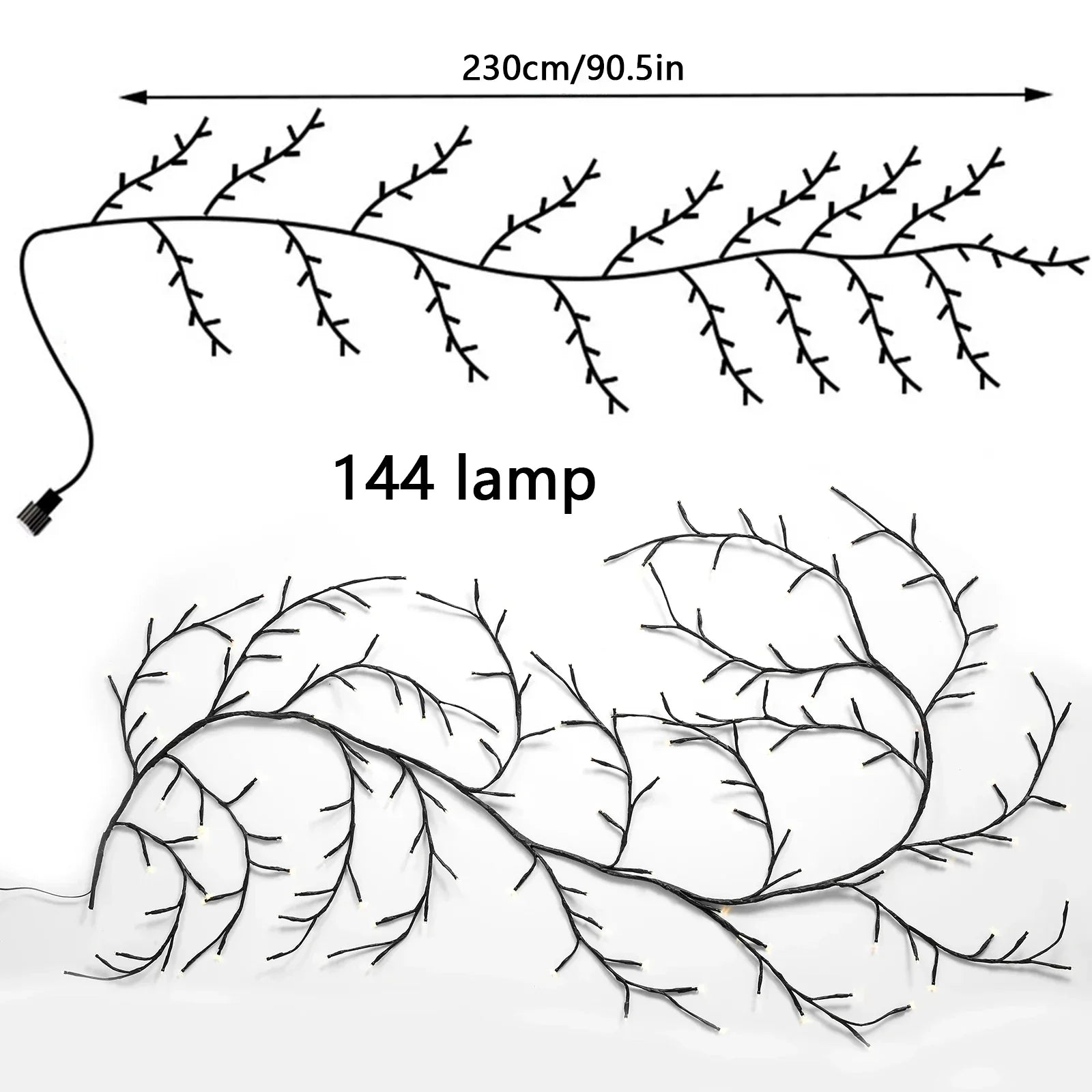 الصفصاف الكرمة أضواء سلسلة 144LED النباتات الاصطناعية شجرة الكرمة الصفصاف الروطان أضواء جدار غرفة نوم ضوء الليل عيد الحب 2023