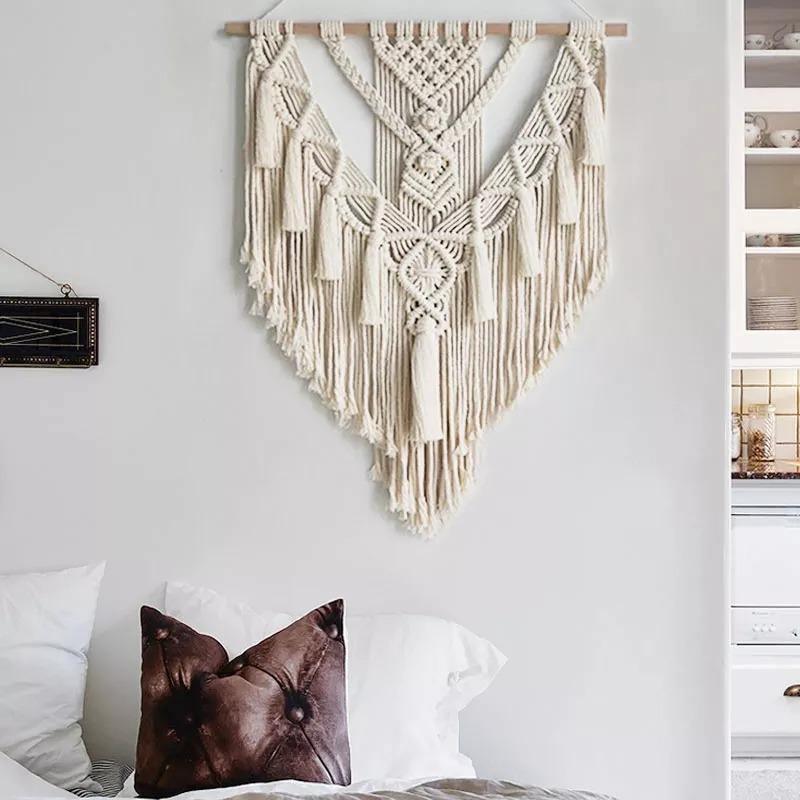 Hand-Woven Boho Macrame Wall-Hanging Tapestry