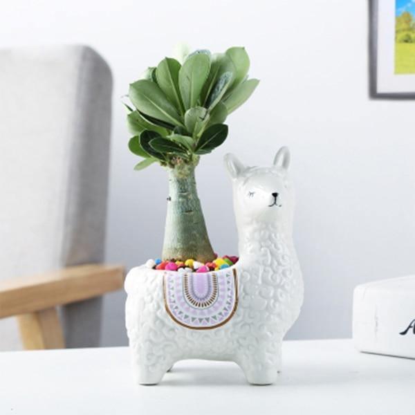 Alpaca Ceramic Succulent Planter White / Head Turned | Sage & Sill