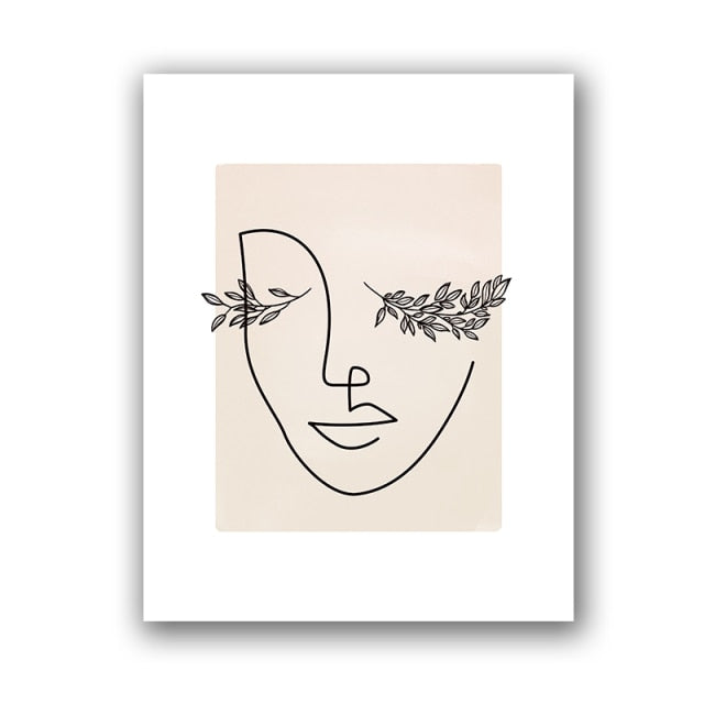 Abstract Woman Face One Line Drawing Poster